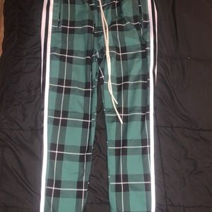 Plaid green designer pants